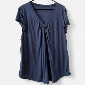 Women's Blue V-Neck Blouse
